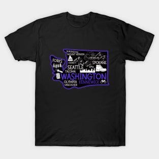 Washington Kennewick cute map Tacoma Forks Spokane T-Shirt